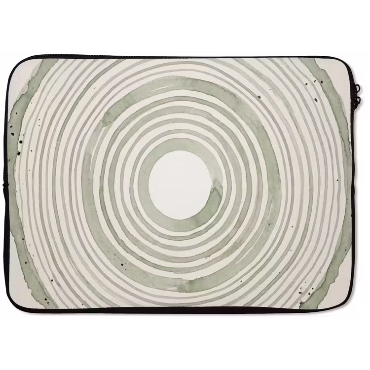 Laptophoes - Abstractie - Cirkels - Waterverf - Groen - Modern — 1