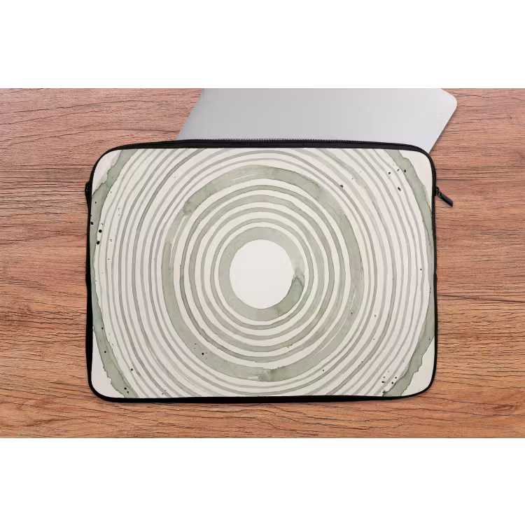Laptophoes - Abstractie - Cirkels - Waterverf - Groen - Modern — 2