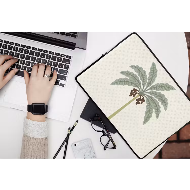 Laptophoes - Boom - Bladeren - Groen - Decoratief - Beige — 3