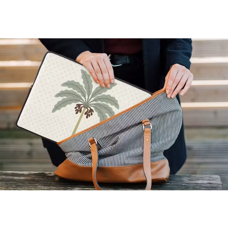 Laptophoes - Boom - Bladeren - Groen - Decoratief - Beige — 4