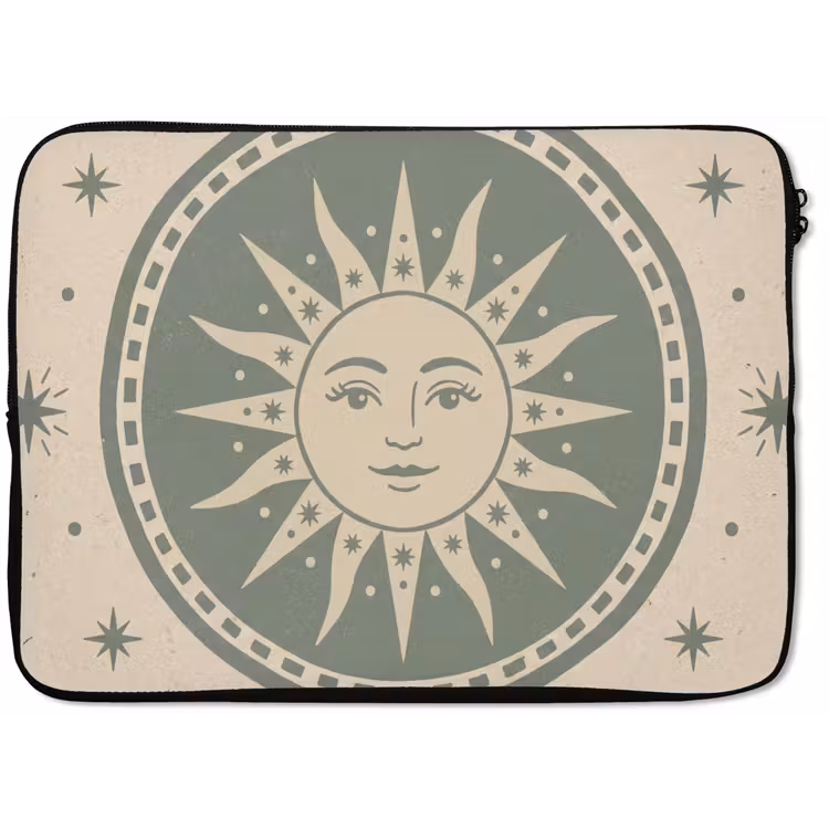 Laptophoes - Zon - Sterren - Astrologie - Vintage - Groen — 1