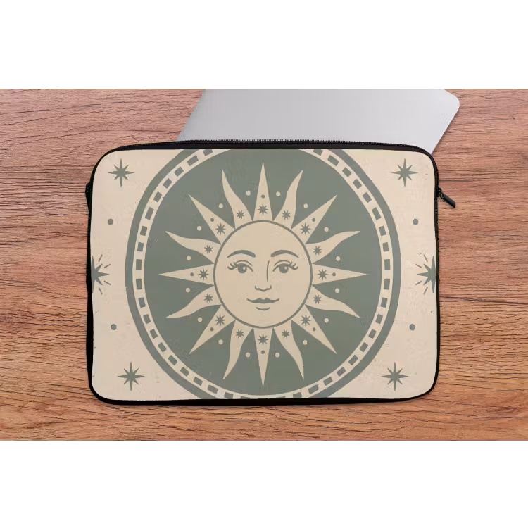 Laptophoes - Zon - Sterren - Astrologie - Vintage - Groen — 2