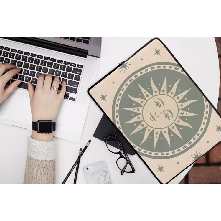 Laptophoes - Zon - Sterren - Astrologie - Vintage - Groen — 3