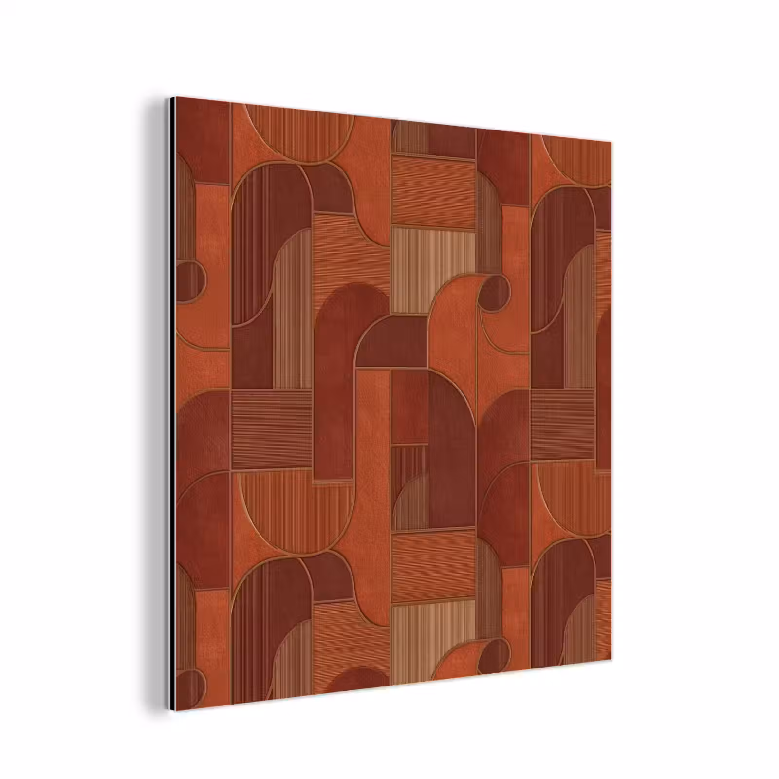 Aluminium schilderij - Geometrisch - Abstract - Textuur - Bruin — 1