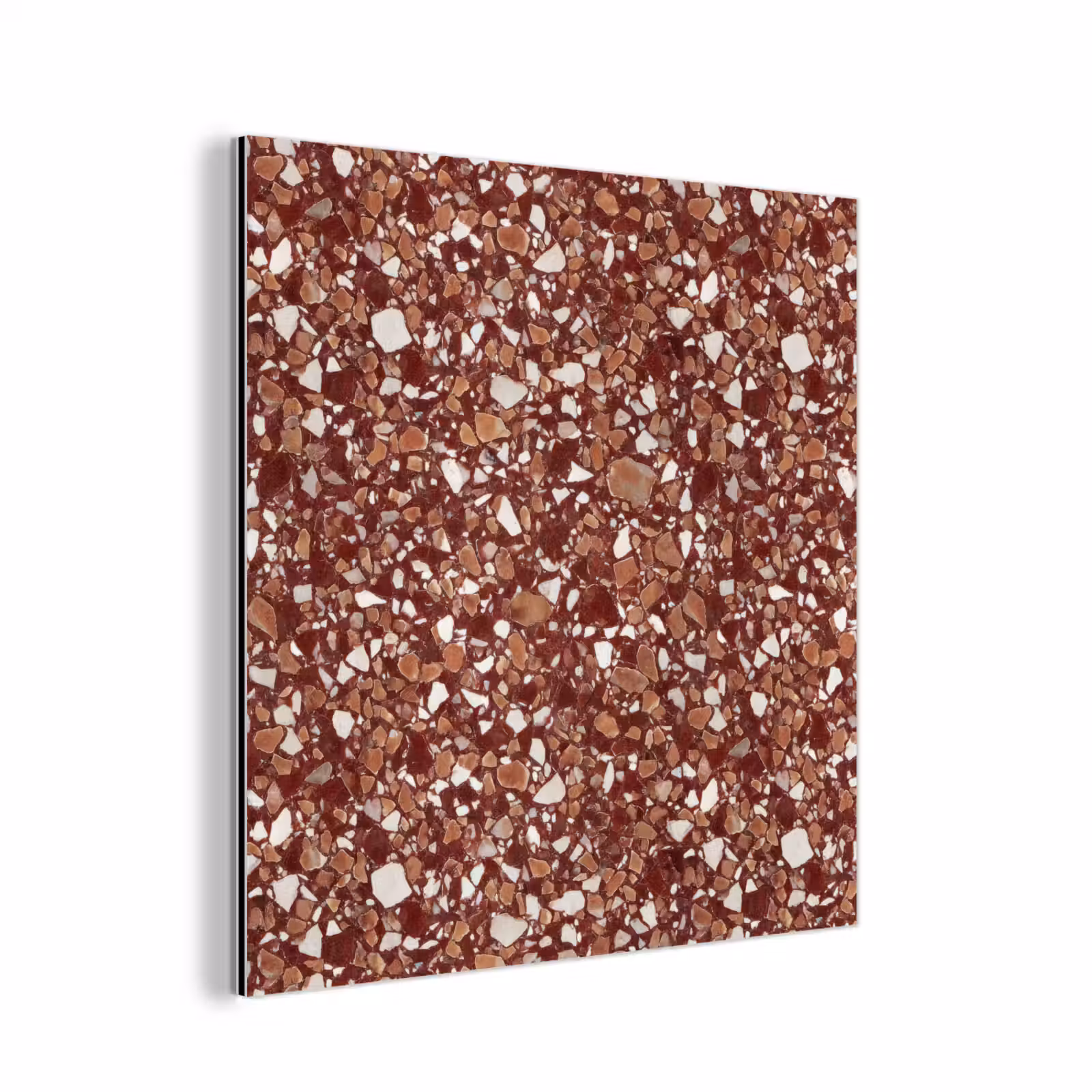 Aluminium schilderij - Terrazzo - Patroon - Steentextuur - Roodbruin — 1