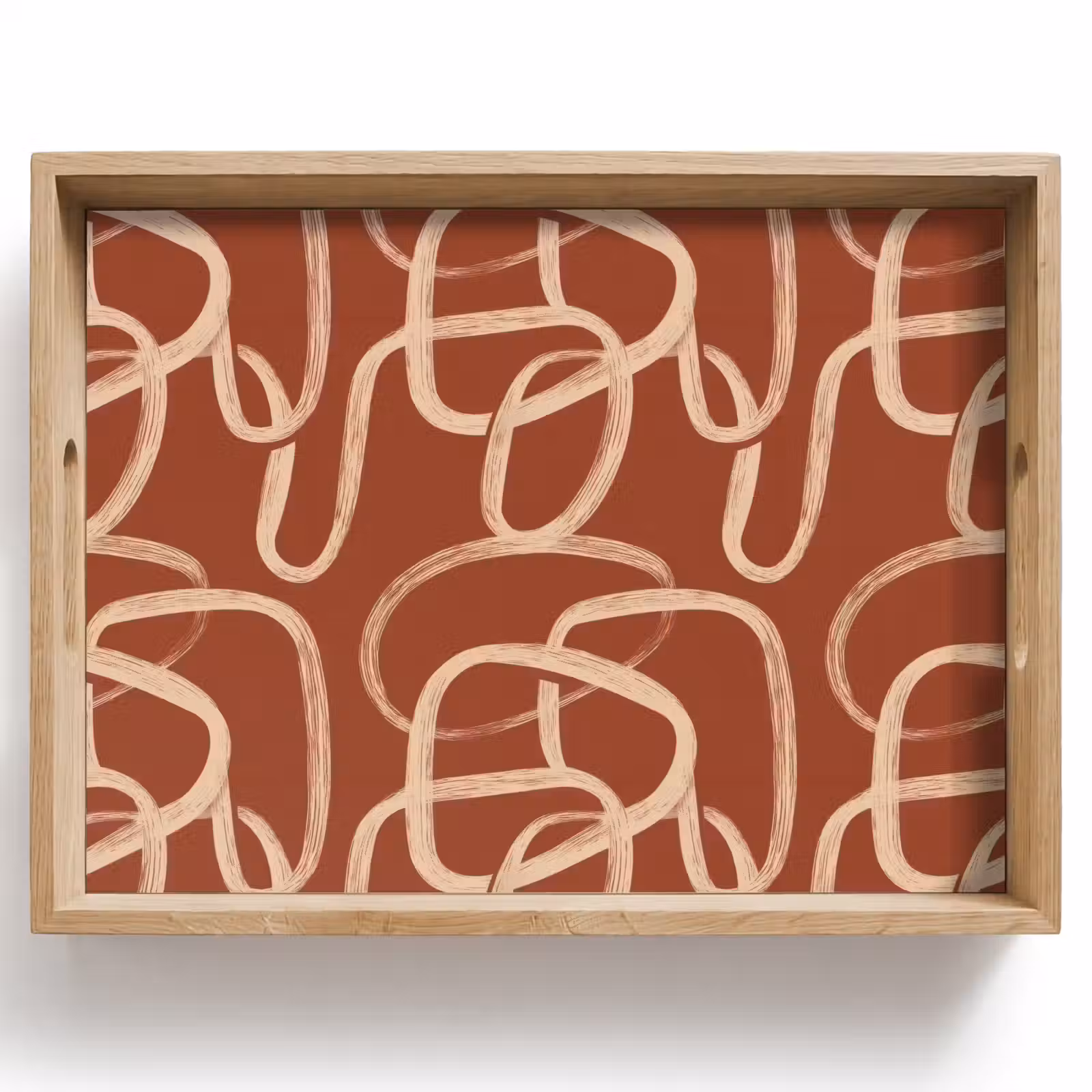 Dienblad - Lijnen - Abstract - Organisch - Terracotta - Crème — 1