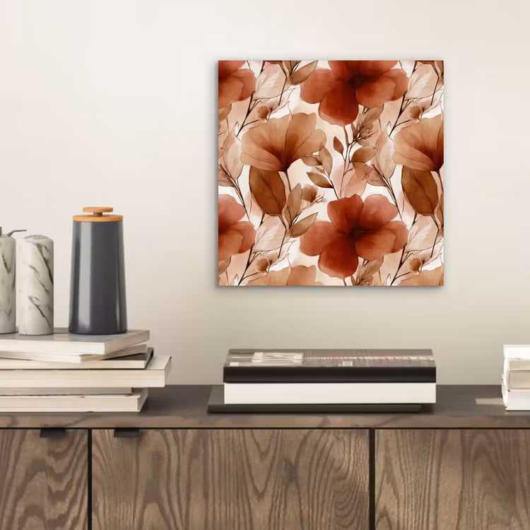 Aluminium schilderij - Bloemen - Aquarel - Botanisch - Terracotta — 2