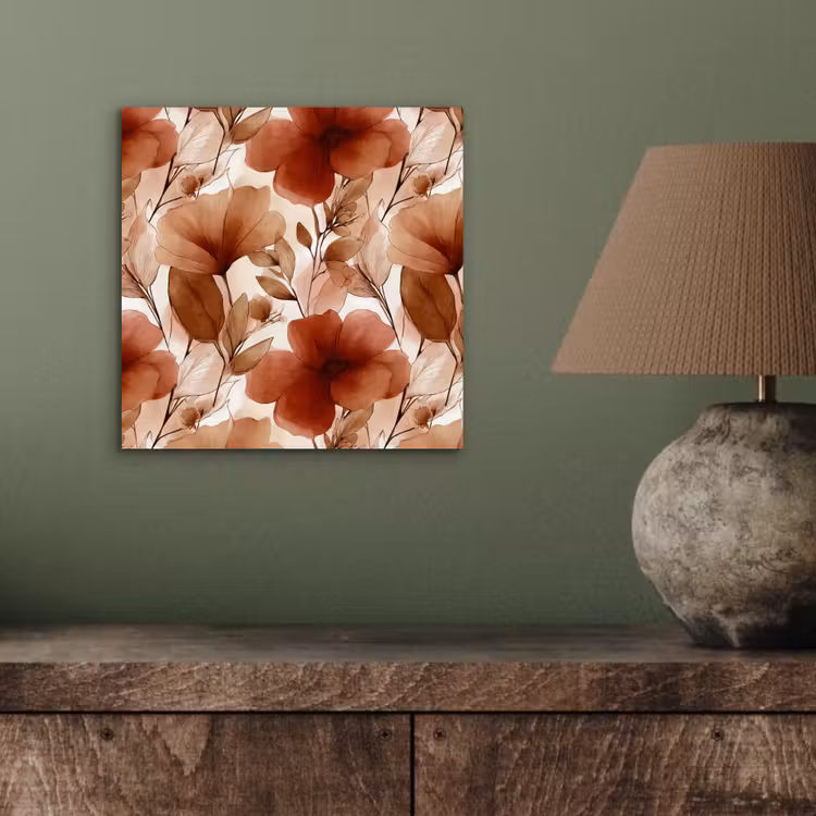Aluminium schilderij - Bloemen - Aquarel - Botanisch - Terracotta — 3