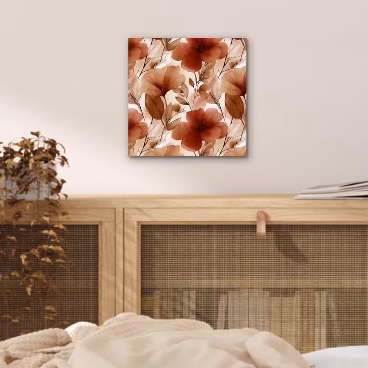 Aluminium schilderij - Bloemen - Aquarel - Botanisch - Terracotta — 4
