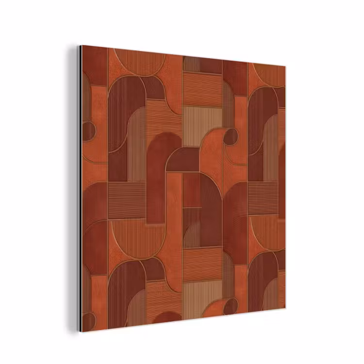 Aluminium schilderij - Geometrisch - Abstract - Textuur - Bruin — 1