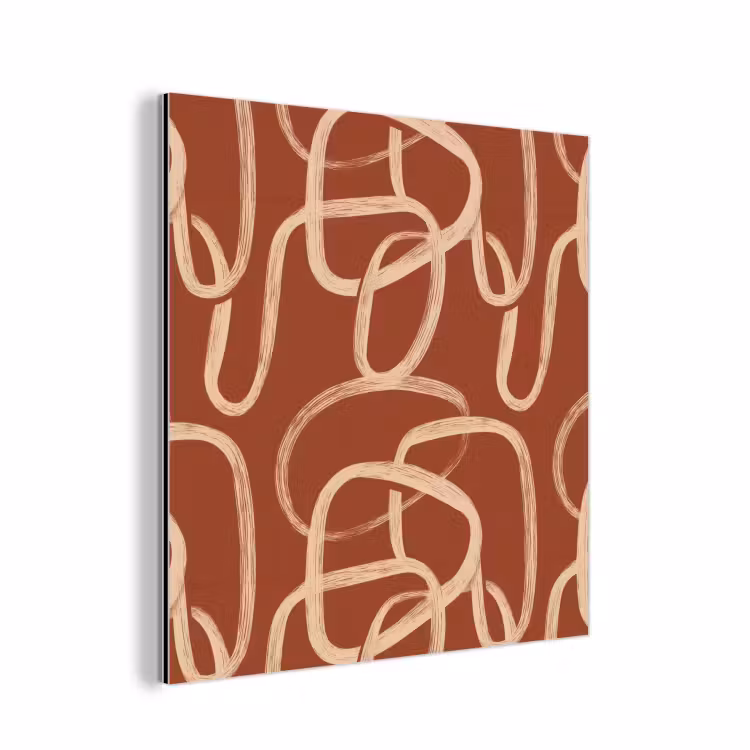 Aluminium schilderij - Lijnen - Abstract - Organisch - Terracotta - Crème — 1