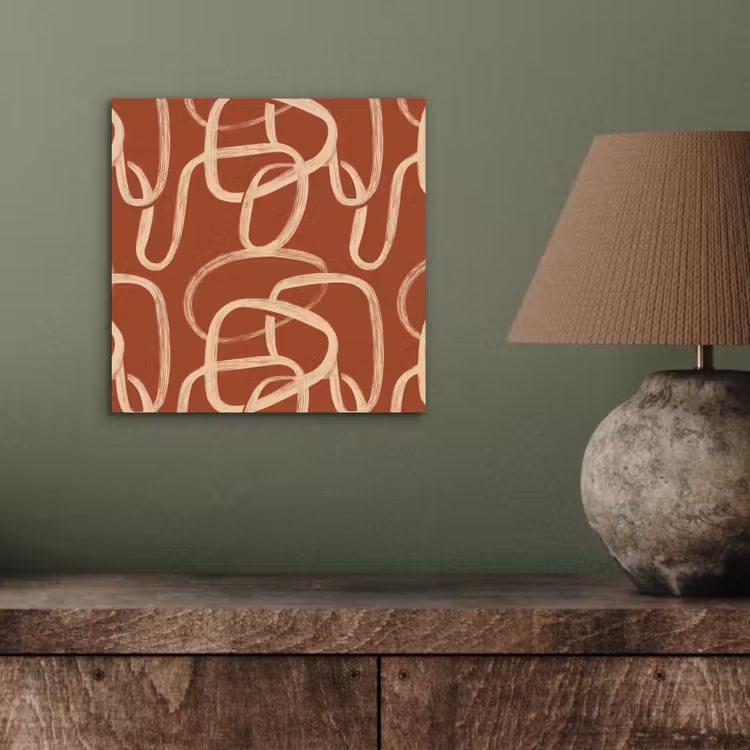 Aluminium schilderij - Lijnen - Abstract - Organisch - Terracotta - Crème — 3