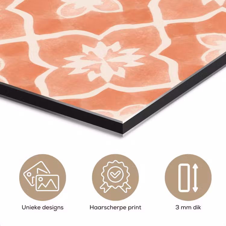 Aluminium schilderij - Tegelpatroon - Arabesk - Vintage - Terracotta — 7