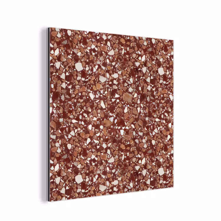 Aluminium schilderij - Terrazzo - Patroon - Steentextuur - Roodbruin — 1