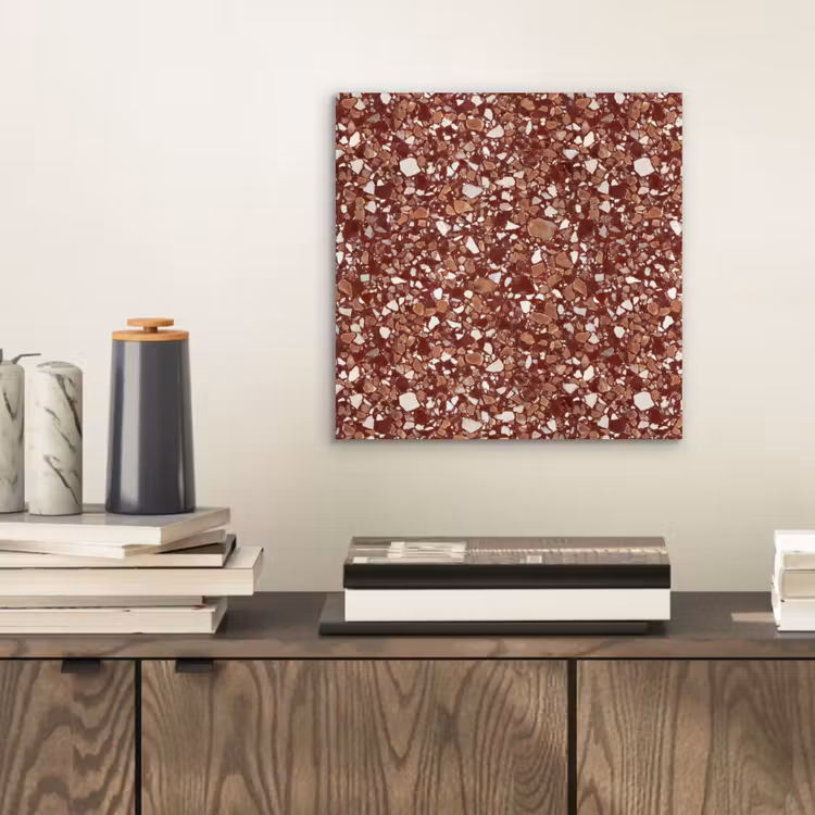 Aluminium schilderij - Terrazzo - Patroon - Steentextuur - Roodbruin — 2