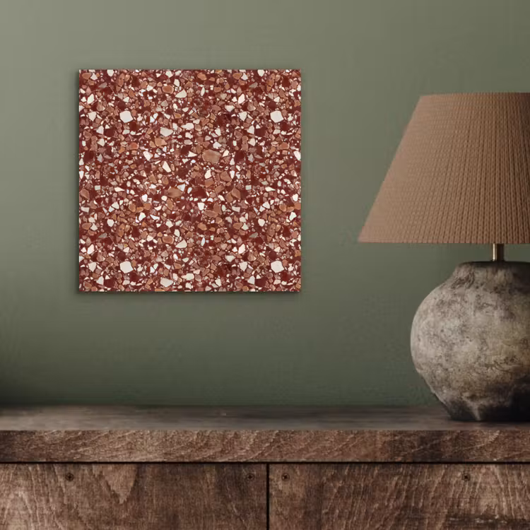Aluminium schilderij - Terrazzo - Patroon - Steentextuur - Roodbruin — 3