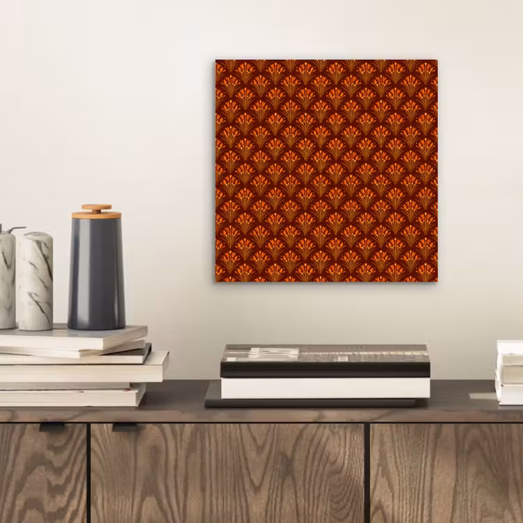 Aluminium schilderij - Waaiers - Art Deco - Botanisch - Roestbruin - Oranje — 2