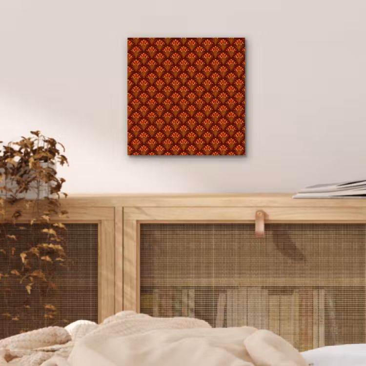 Aluminium schilderij - Waaiers - Art Deco - Botanisch - Roestbruin - Oranje — 4