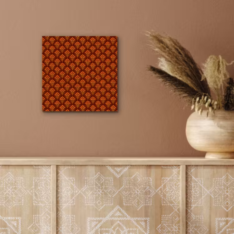 Aluminium schilderij - Waaiers - Art Deco - Botanisch - Roestbruin - Oranje — 5