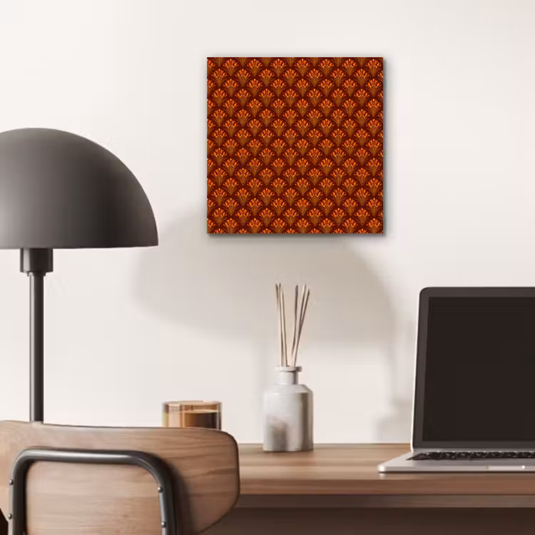 Aluminium schilderij - Waaiers - Art Deco - Botanisch - Roestbruin - Oranje — 6