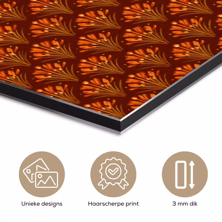 Aluminium schilderij - Waaiers - Art Deco - Botanisch - Roestbruin - Oranje — 7