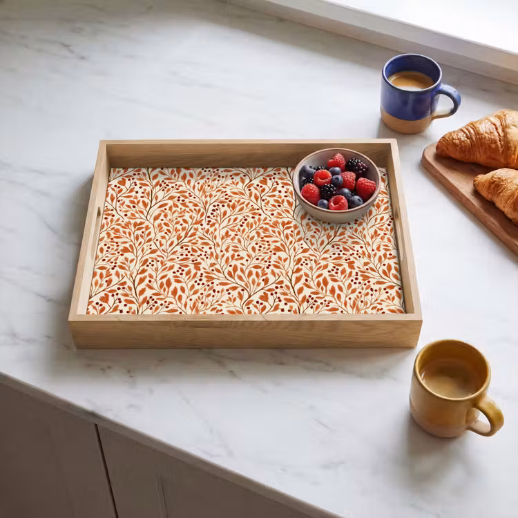 Dienblad - Bladeren - Botanisch - Terracotta — 4