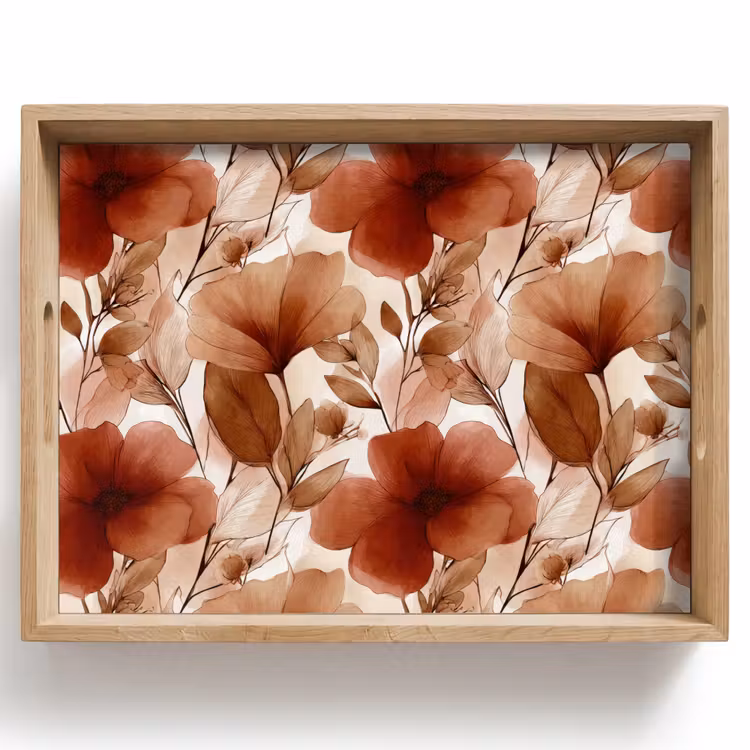Dienblad - Bloemen - Aquarel - Botanisch - Terracotta — 1