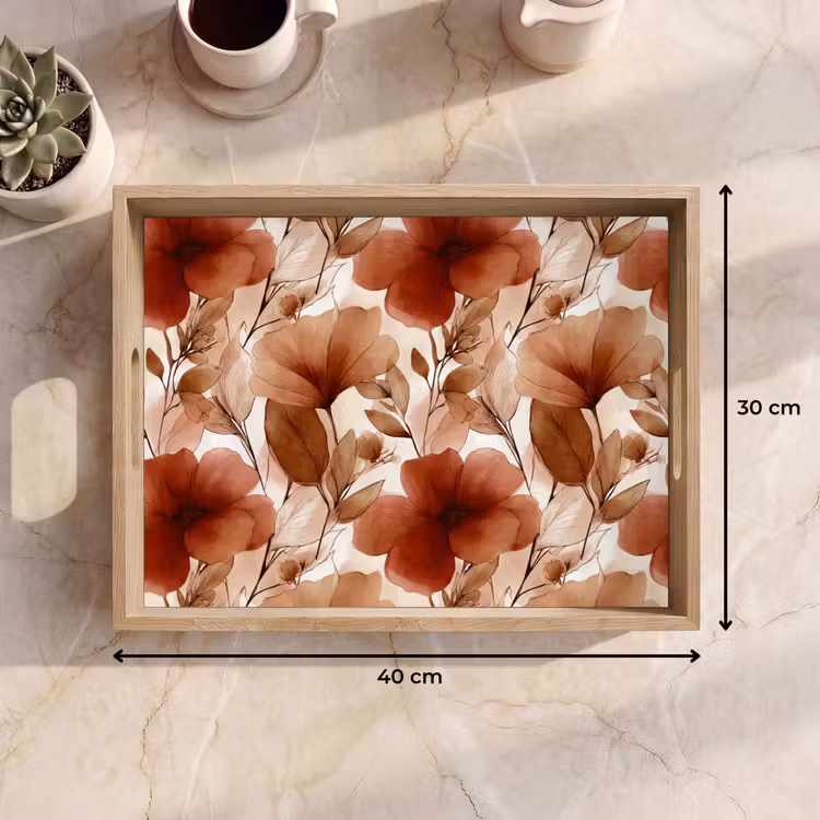 Dienblad - Bloemen - Aquarel - Botanisch - Terracotta — 9