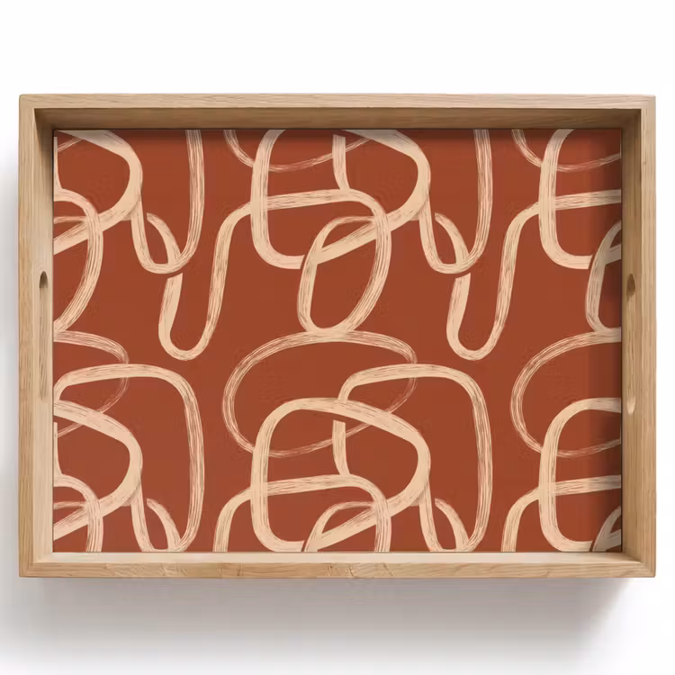 Dienblad - Lijnen - Abstract - Organisch - Terracotta - Crème — 1
