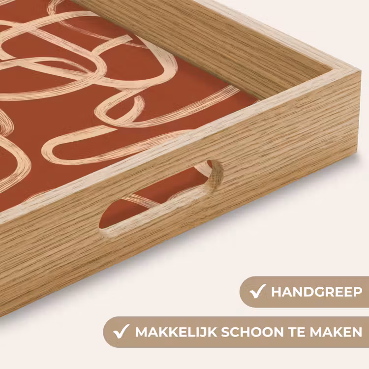 Dienblad - Lijnen - Abstract - Organisch - Terracotta - Crème — 5