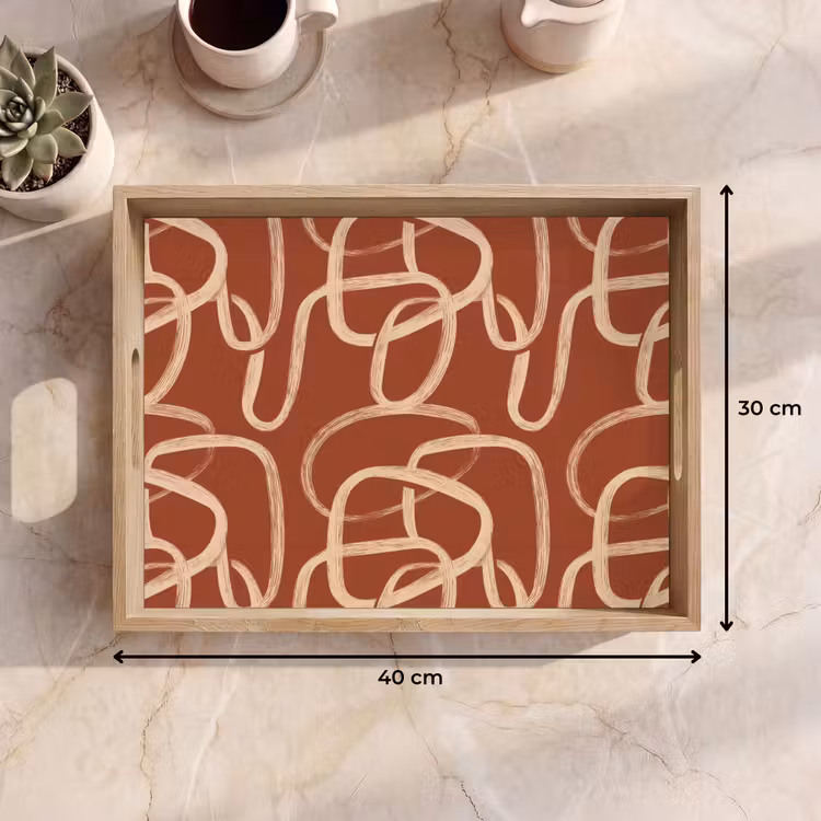 Dienblad - Lijnen - Abstract - Organisch - Terracotta - Crème — 9