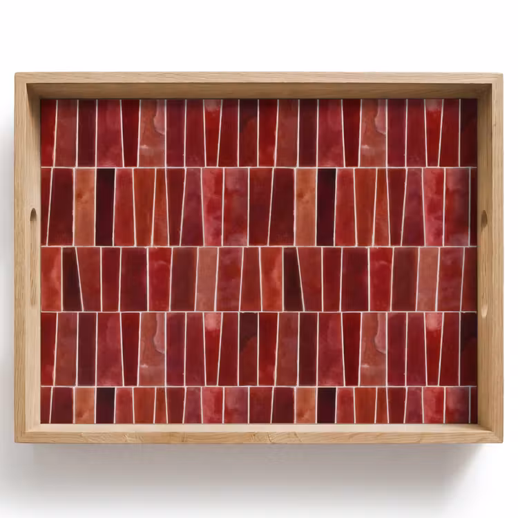 Dienblad - Tegels - Modern - Structuur - Dieprood — 1