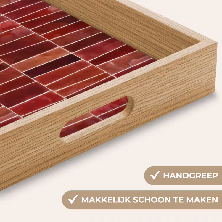 Dienblad - Tegels - Modern - Structuur - Dieprood — 5