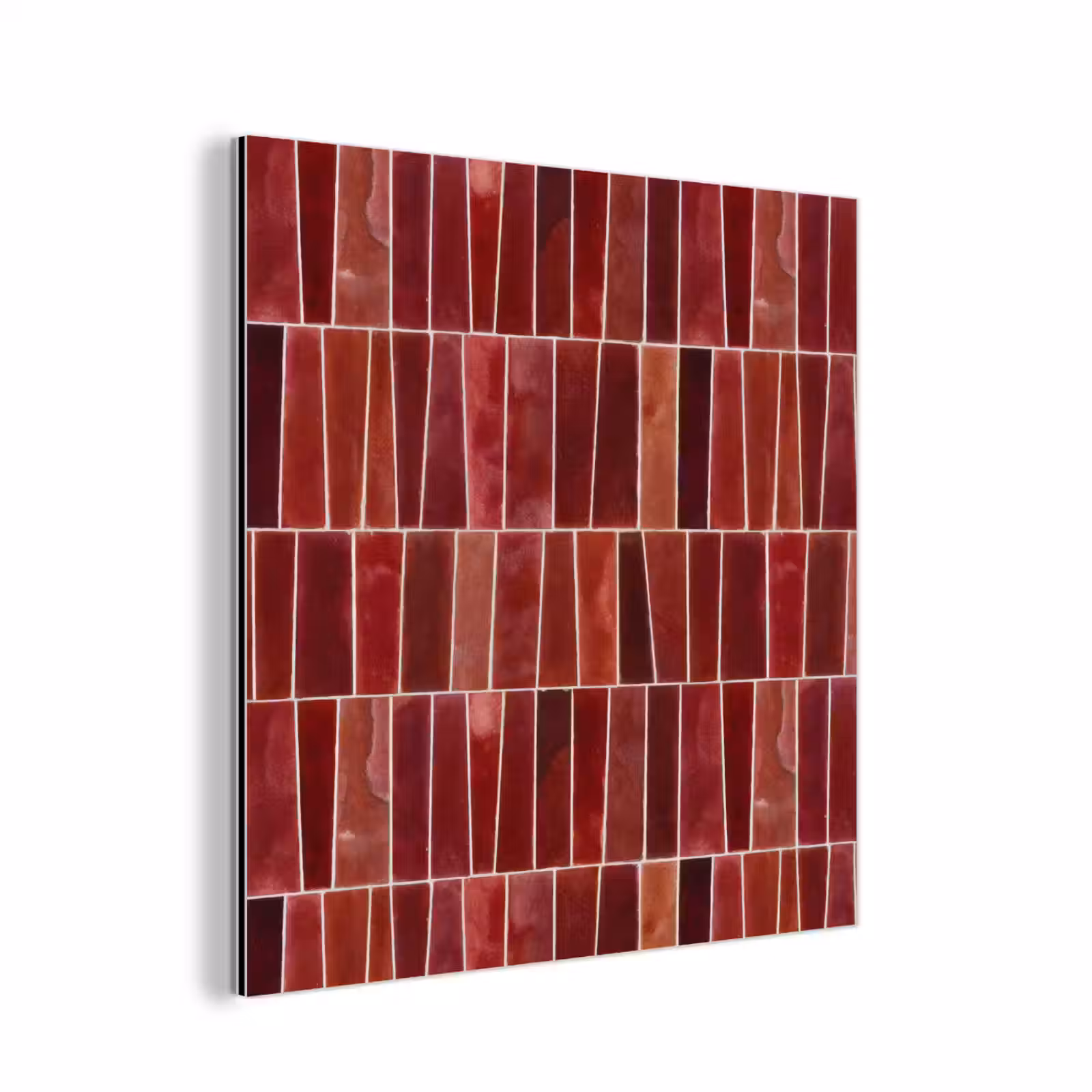 Aluminium schilderij - Tegels - Modern - Structuur - Dieprood — 1