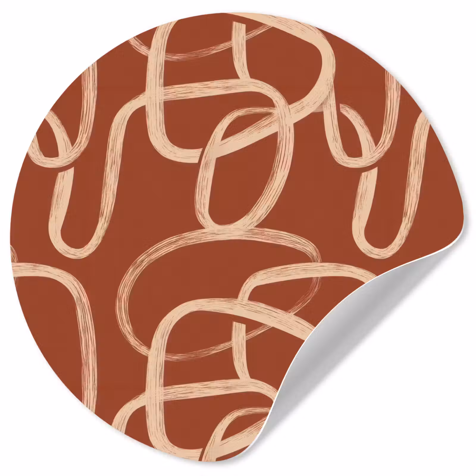 Behangcirkel - Lijnen - Abstract - Organisch - Terracotta - Crème — 1