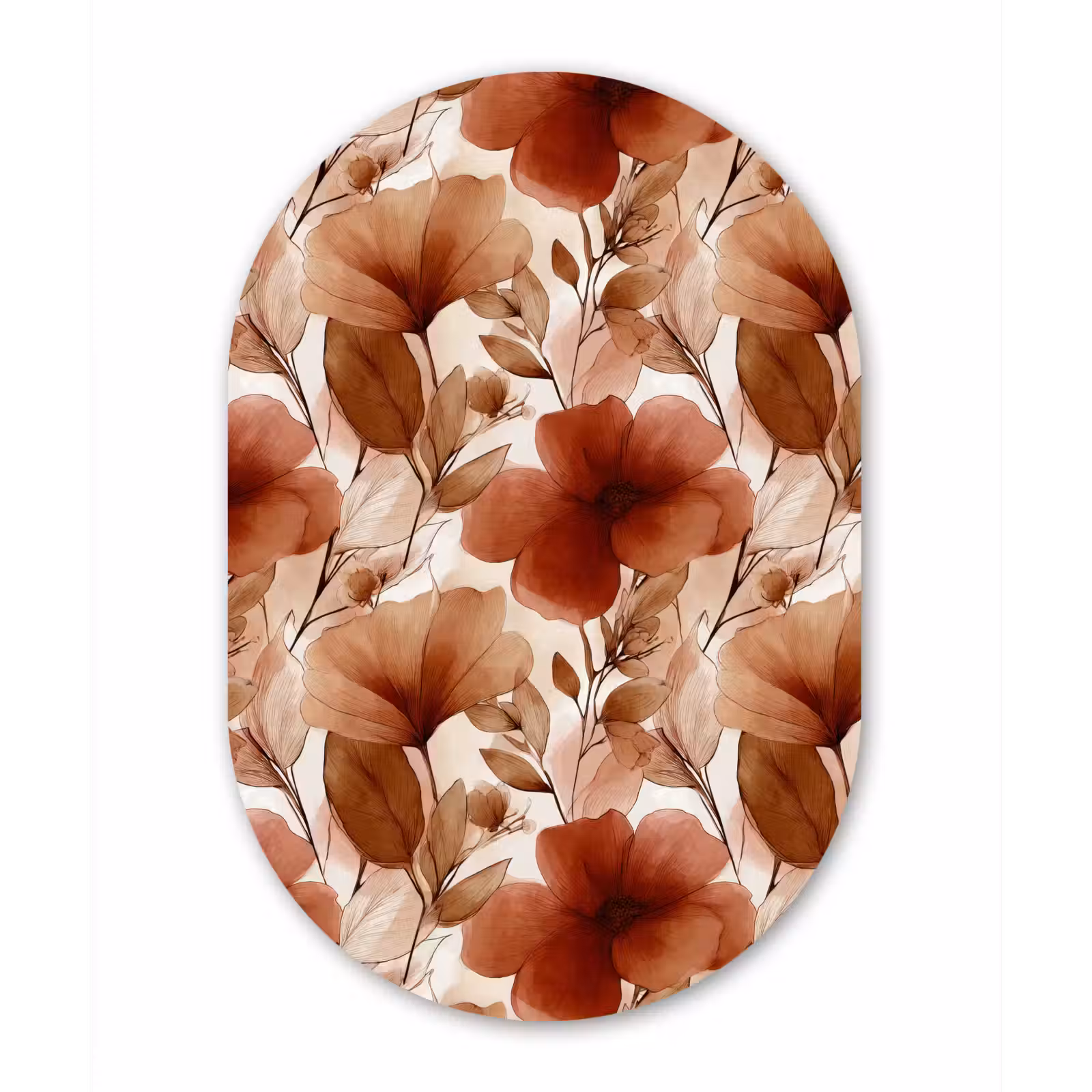Muurovaal aluminium - Bloemen - Aquarel - Botanisch - Terracotta — 1