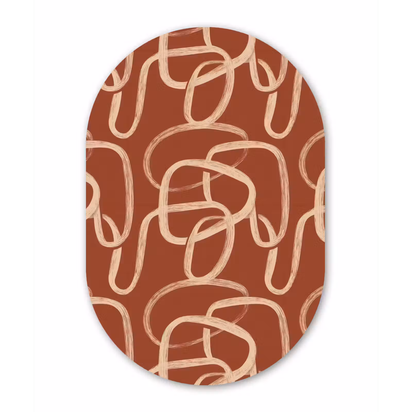 Muurovaal aluminium - Lijnen - Abstract - Organisch - Terracotta - Crème — 1