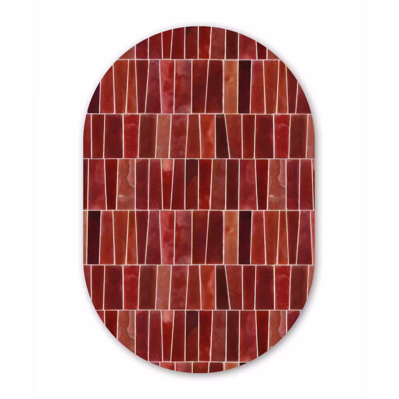Muurovaal aluminium - Tegels - Modern - Structuur - Dieprood — 1