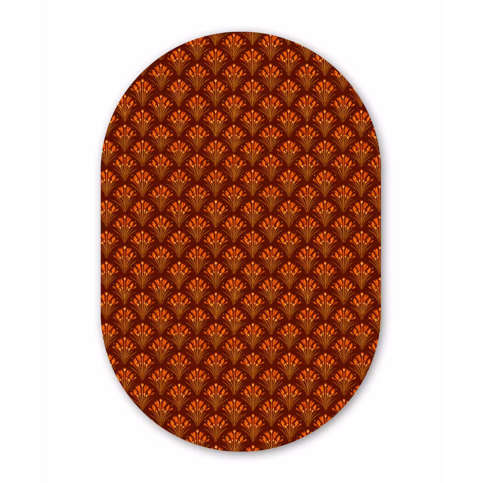 Muurovaal aluminium - Waaiers - Art Deco - Botanisch - Roestbruin - Oranje — 1