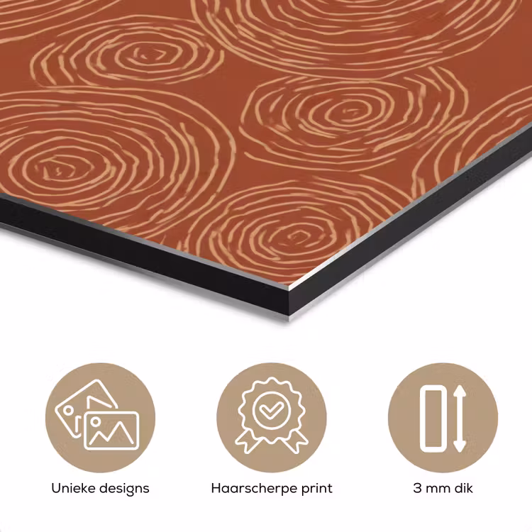 Aluminium schilderij - Cirkels - Abstract - Artistiek - Terracotta — 7