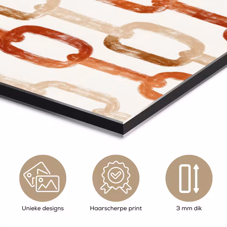 Aluminium schilderij - Schakels - Patroon - Aquarel - Terracotta — 7