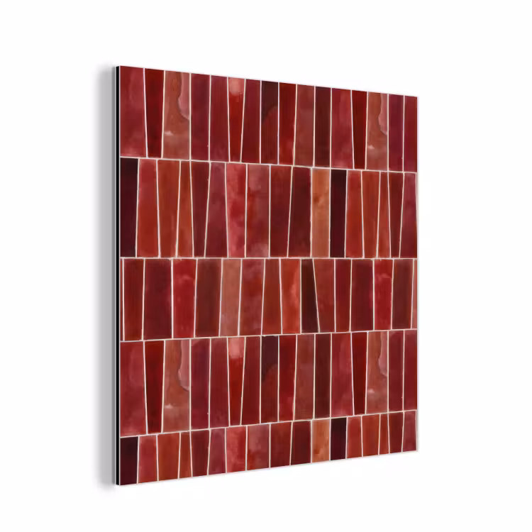 Aluminium schilderij - Tegels - Modern - Structuur - Dieprood — 1