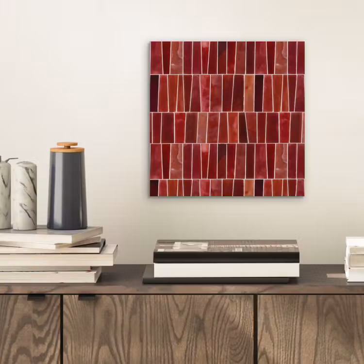 Aluminium schilderij - Tegels - Modern - Structuur - Dieprood — 2