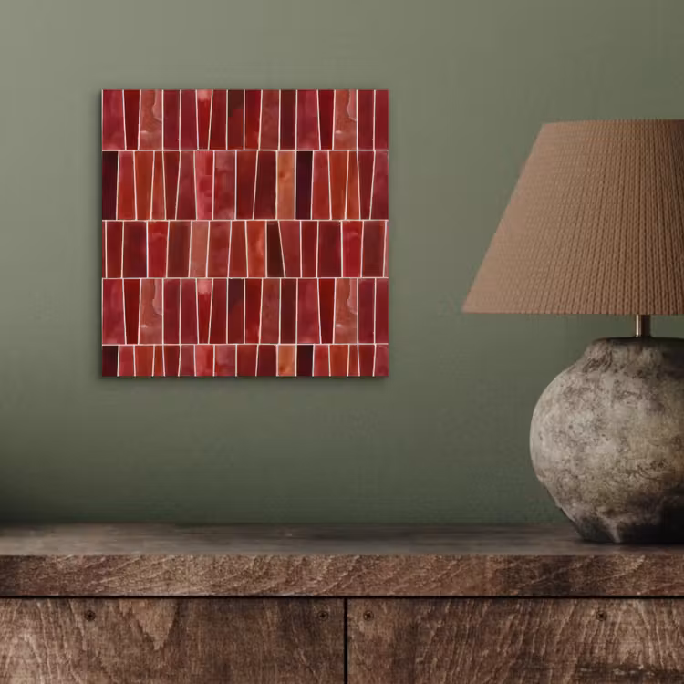 Aluminium schilderij - Tegels - Modern - Structuur - Dieprood — 3