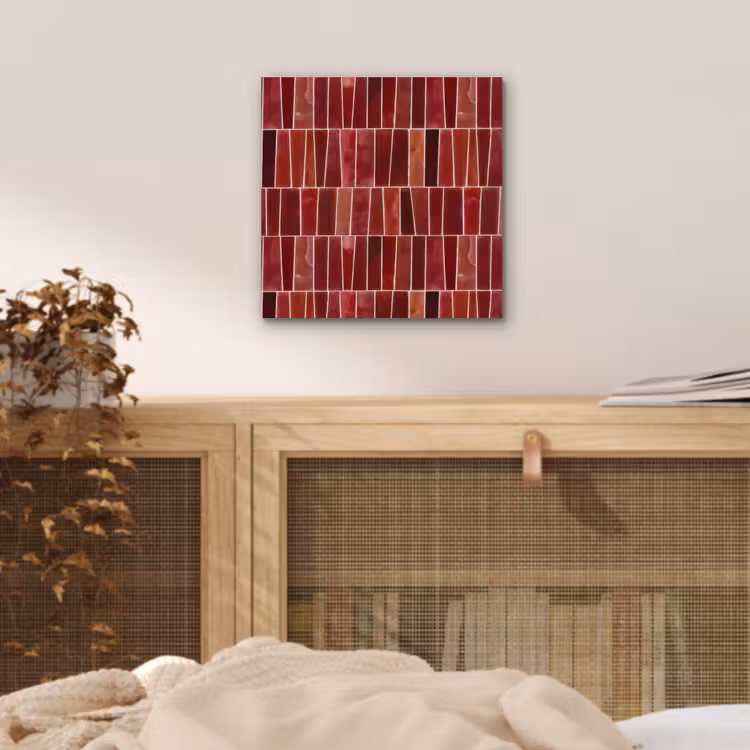 Aluminium schilderij - Tegels - Modern - Structuur - Dieprood — 4