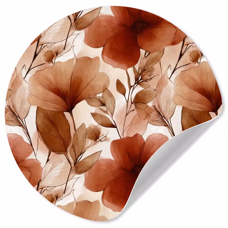 Behangcirkel - Bloemen - Aquarel - Botanisch - Terracotta — 1
