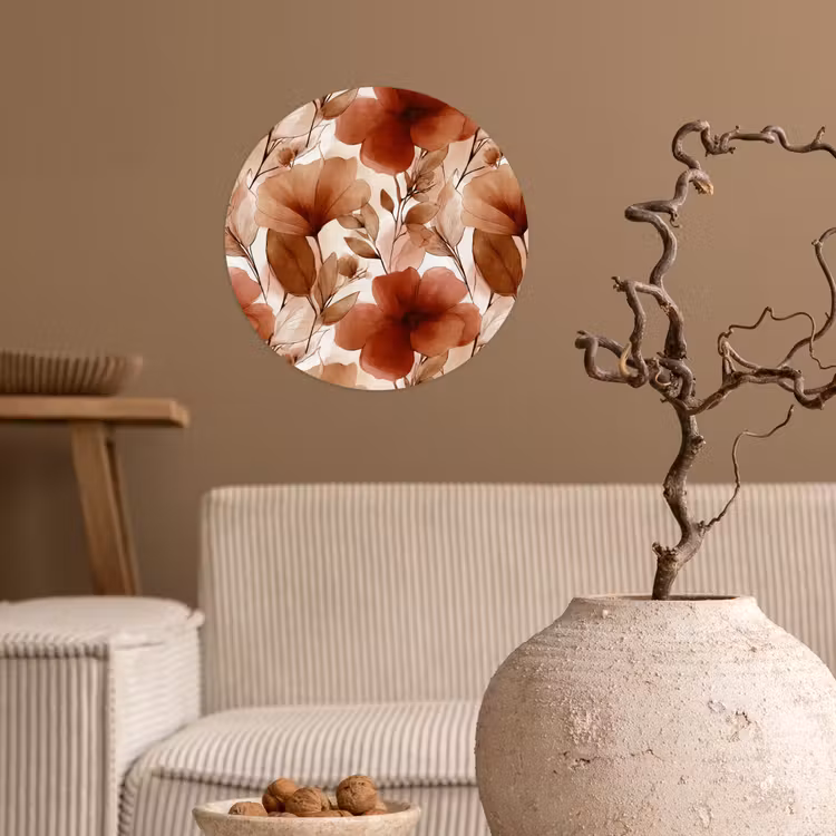 Behangcirkel - Bloemen - Aquarel - Botanisch - Terracotta — 2