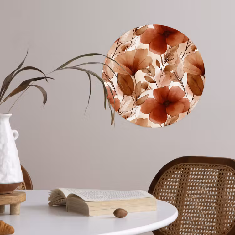Behangcirkel - Bloemen - Aquarel - Botanisch - Terracotta — 4