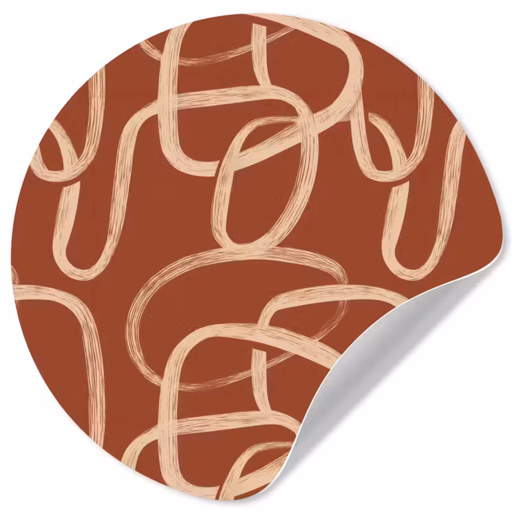 Behangcirkel - Lijnen - Abstract - Organisch - Terracotta - Crème — 1