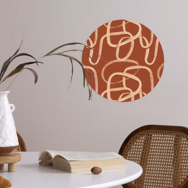 Behangcirkel - Lijnen - Abstract - Organisch - Terracotta - Crème — 4